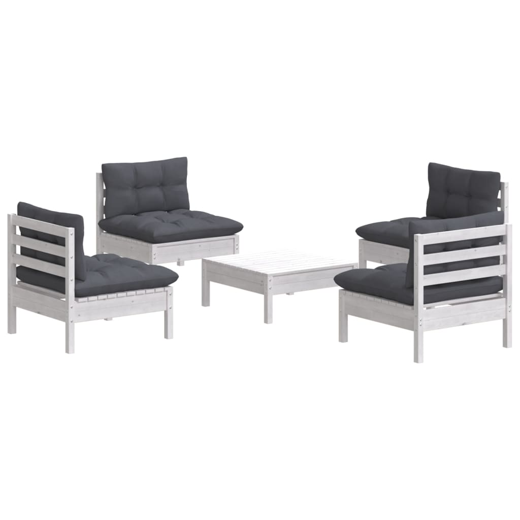 vidaXL Set mobilier grădină cu perne antracit, 5 piese, lemn de pin vidaXL Set mobilier grădină cu perne antracit, 5 piese, lemn de pin