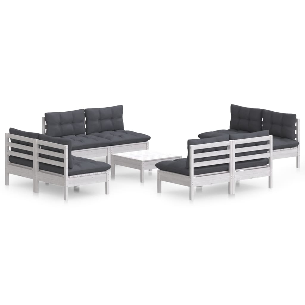 vidaXL Set mobilier grădină cu perne, 5 piese, antracit, lemn de pin