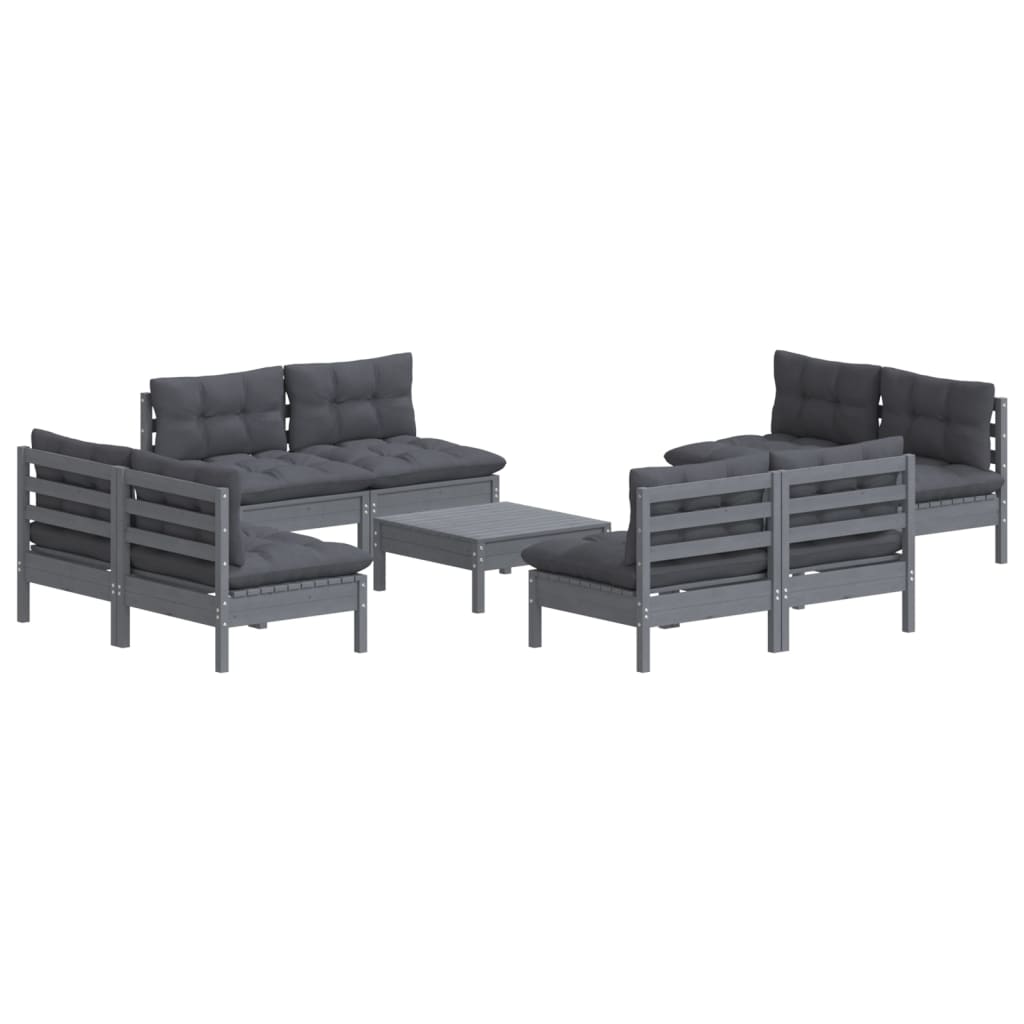 vidaXL Set mobilier grădină cu perne, 5 piese, antracit, lemn de pin