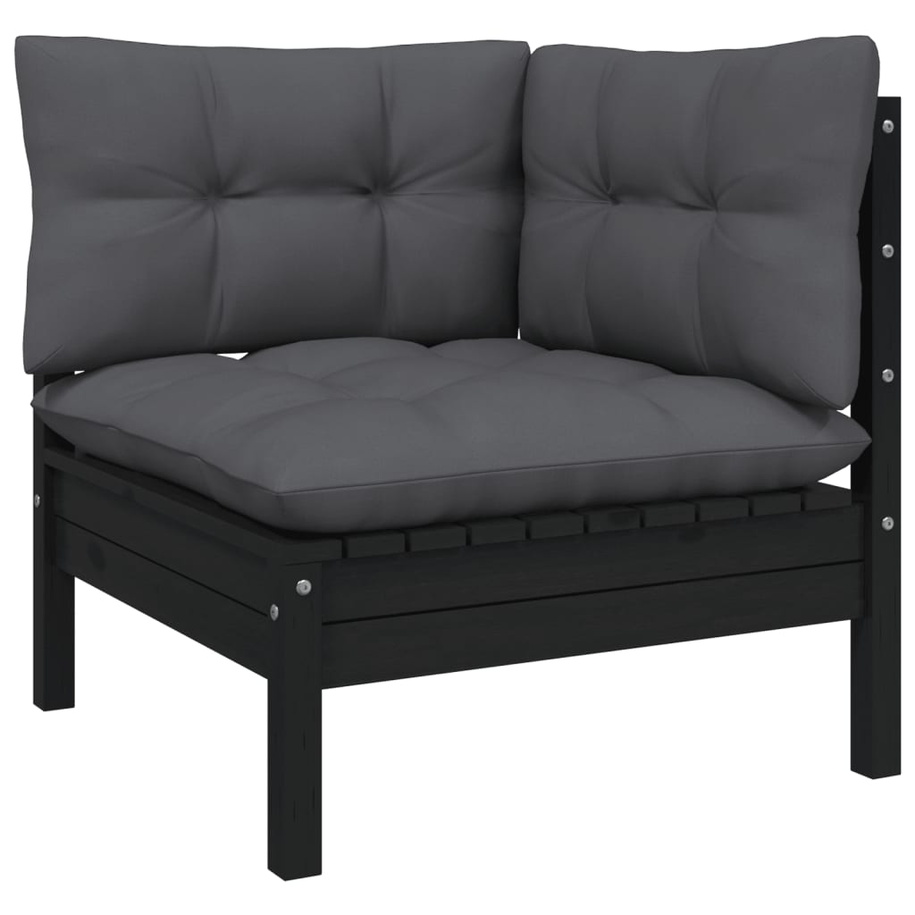 vidaXL Set mobilier de grădină cu perne, 8 piese, antracit, lemn pin vidaXL Set mobilier de grădină cu perne, 8 piese, antracit, lemn pin