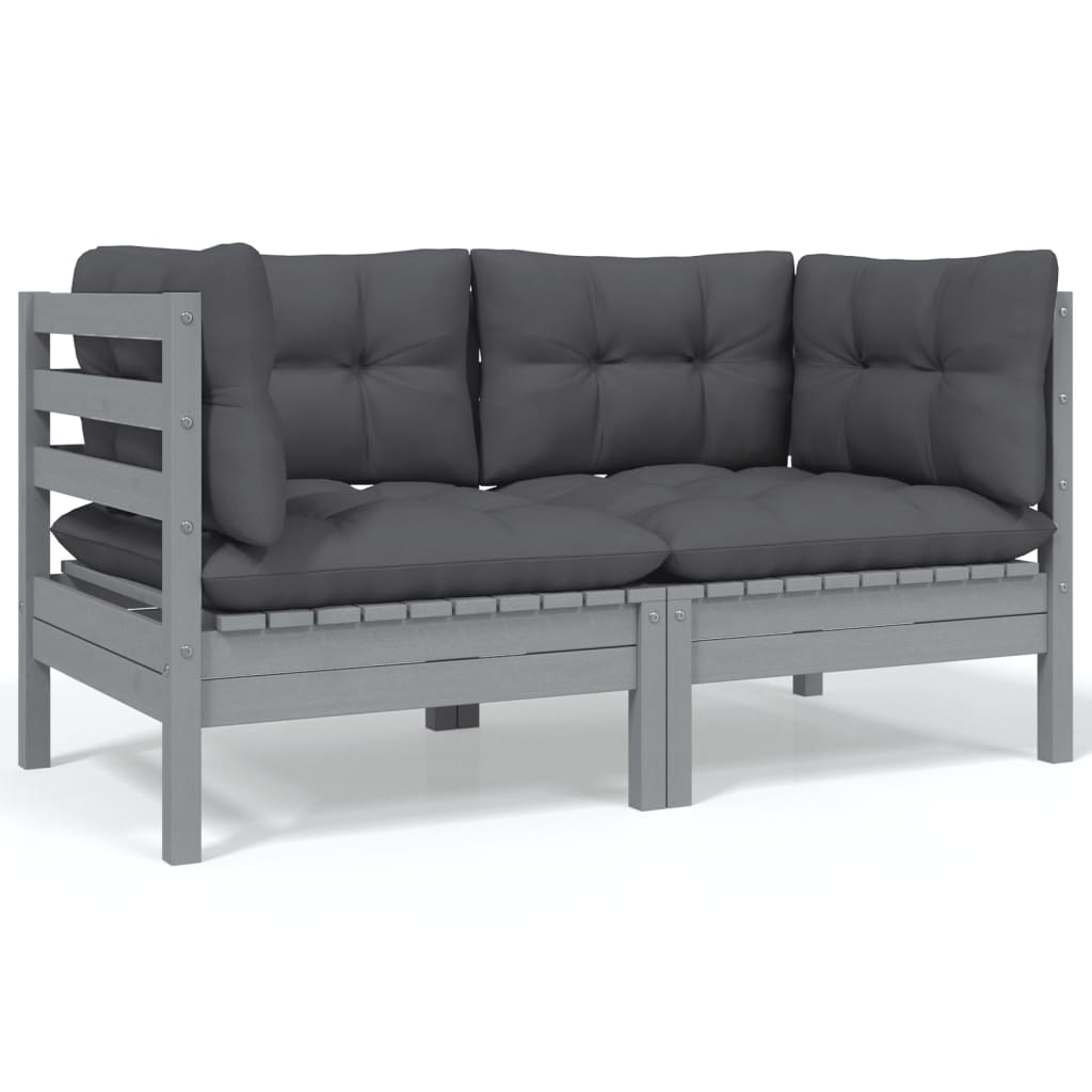 vidaXL Set mobilier de grădină cu perne, 9 piese, antracit, lemn pin vidaXL Set mobilier de grădină cu perne, 9 piese, antracit, lemn pin