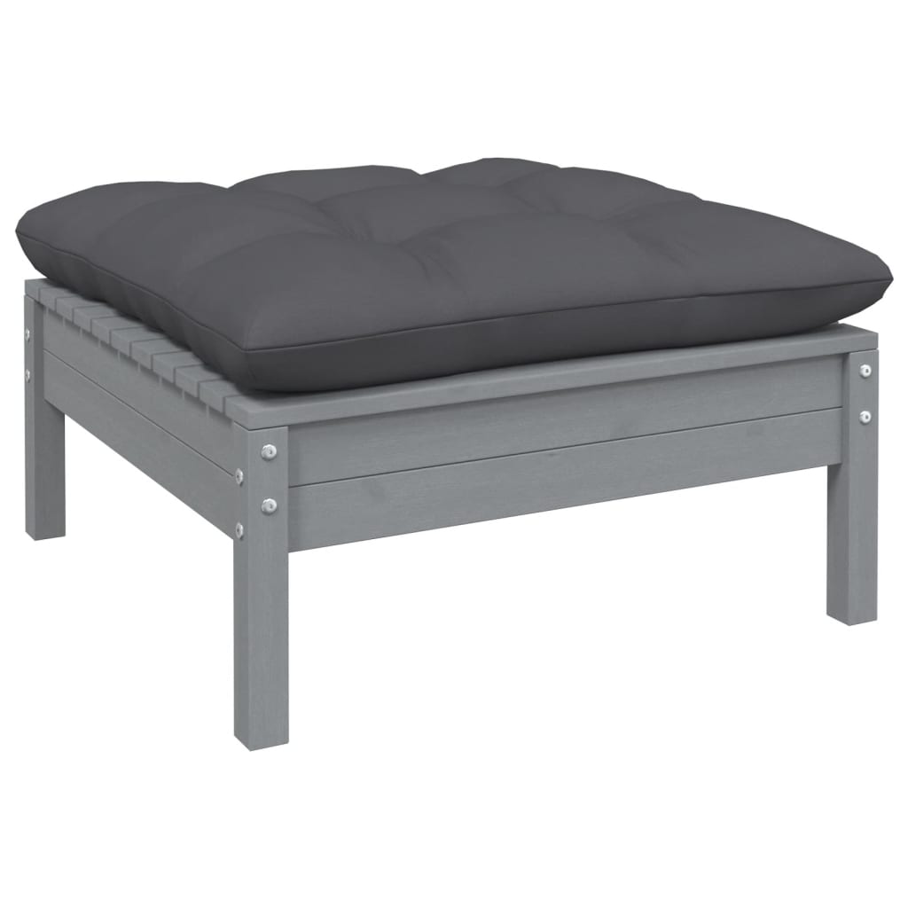 vidaXL Set mobilier de grădină cu perne, 9 piese, antracit, lemn pin vidaXL Set mobilier de grădină cu perne, 9 piese, antracit, lemn pin