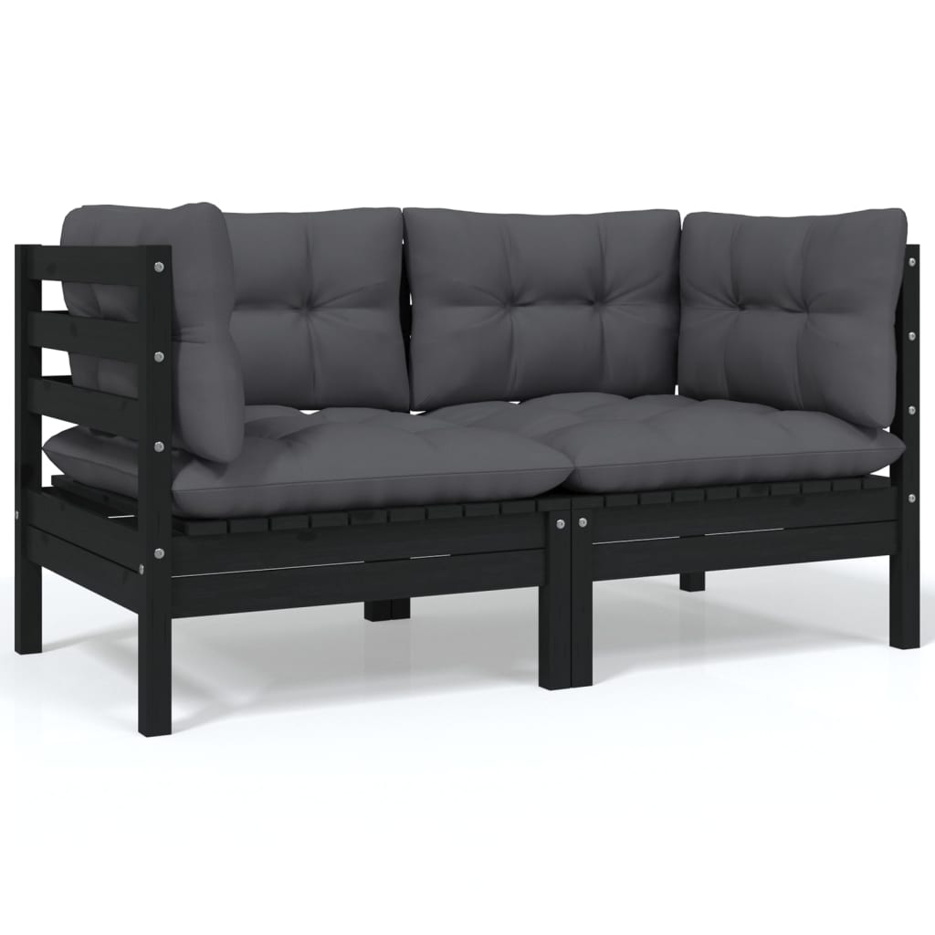 vidaXL Set mobilier de grădină cu perne, 9 piese, antracit, lemn pin vidaXL Set mobilier de grădină cu perne, 9 piese, antracit, lemn pin