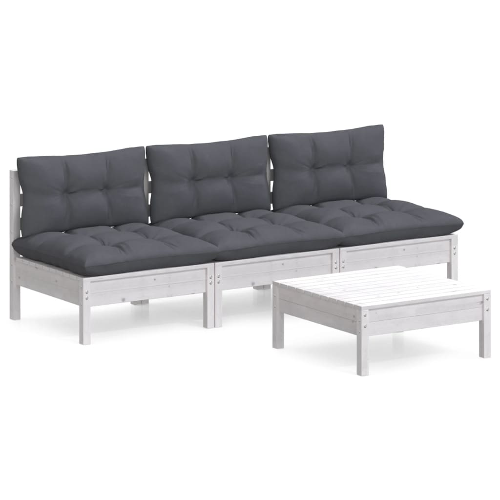 vidaXL Set mobilier grădină cu perne antracit, 4 piese, lemn de pin vidaXL Set mobilier grădină cu perne antracit, 4 piese, lemn de pin