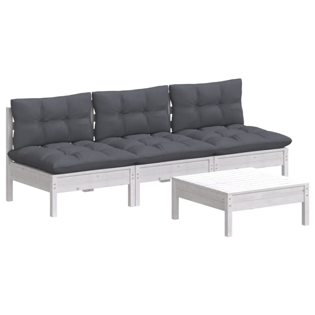 vidaXL Set mobilier grădină cu perne antracit, 4 piese, lemn de pin vidaXL Set mobilier grădină cu perne antracit, 4 piese, lemn de pin