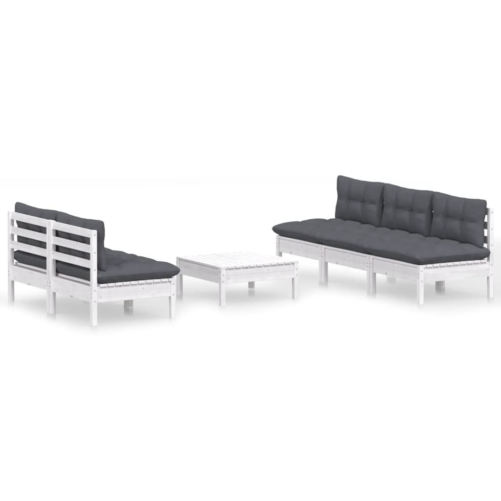 vidaXL Set mobilier grădină cu perne antracit, 6 piese, lemn masiv pin vidaXL Set mobilier grădină cu perne antracit, 6 piese, lemn masiv pin