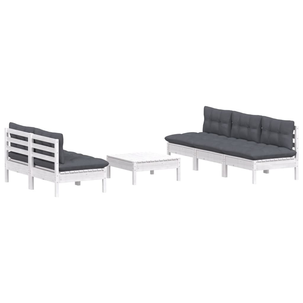 vidaXL Set mobilier grădină cu perne antracit, 6 piese, lemn masiv pin vidaXL Set mobilier grădină cu perne antracit, 6 piese, lemn masiv pin