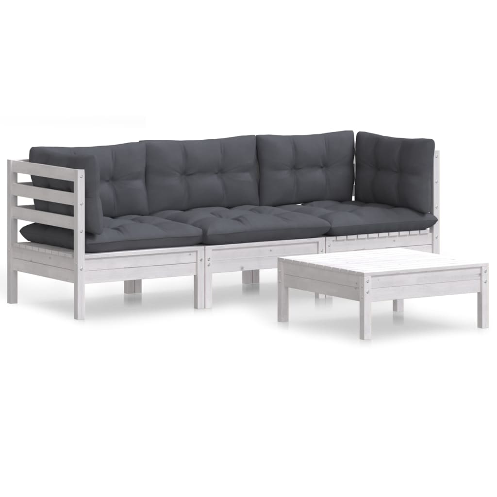 vidaXL Set mobilier grădină cu perne antracit, 4 piese, lemn de pin vidaXL Set mobilier grădină cu perne antracit, 4 piese, lemn de pin