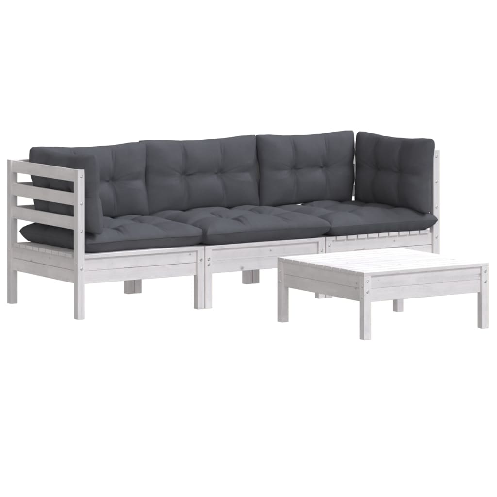vidaXL Set mobilier grădină cu perne antracit, 4 piese, lemn de pin vidaXL Set mobilier grădină cu perne antracit, 4 piese, lemn de pin