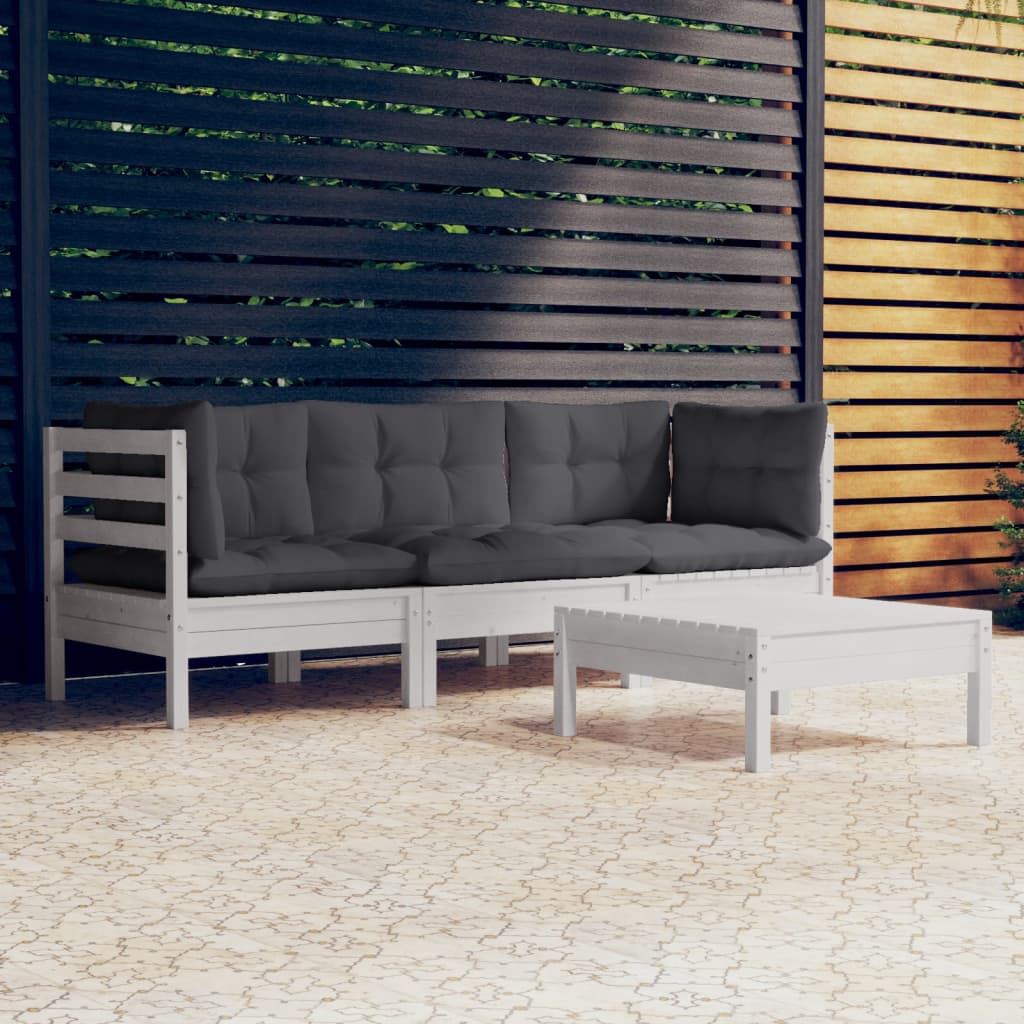 vidaXL Set mobilier grădină cu perne antracit, 4 piese, lemn de pin vidaXL Set mobilier grădină cu perne antracit, 4 piese, lemn de pin