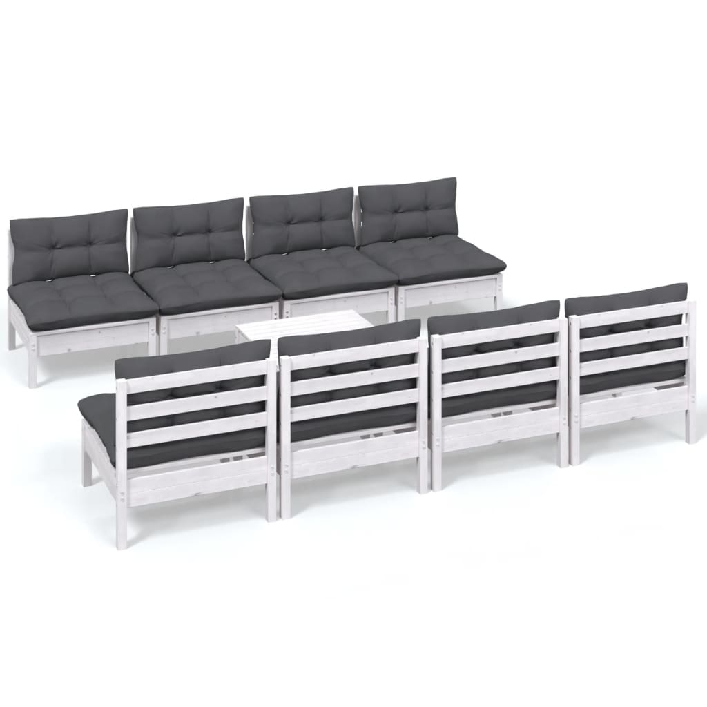 vidaXL Set mobilier de grădină cu perne, 9 piese, lemn masiv de pin vidaXL Set mobilier de grădină cu perne, 9 piese, lemn masiv de pin