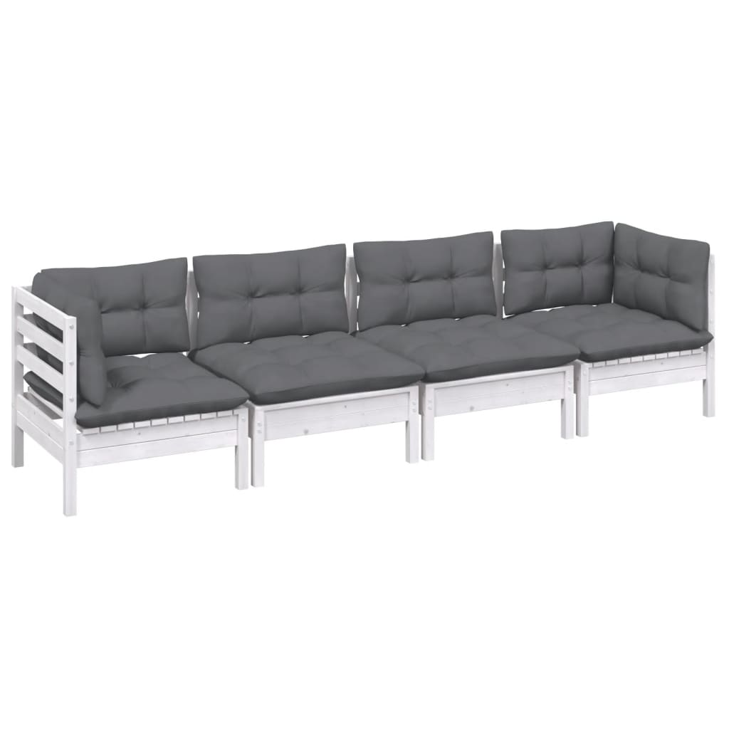 vidaXL Set mobilier grădină cu perne, 4 piese, lemn masiv de pin