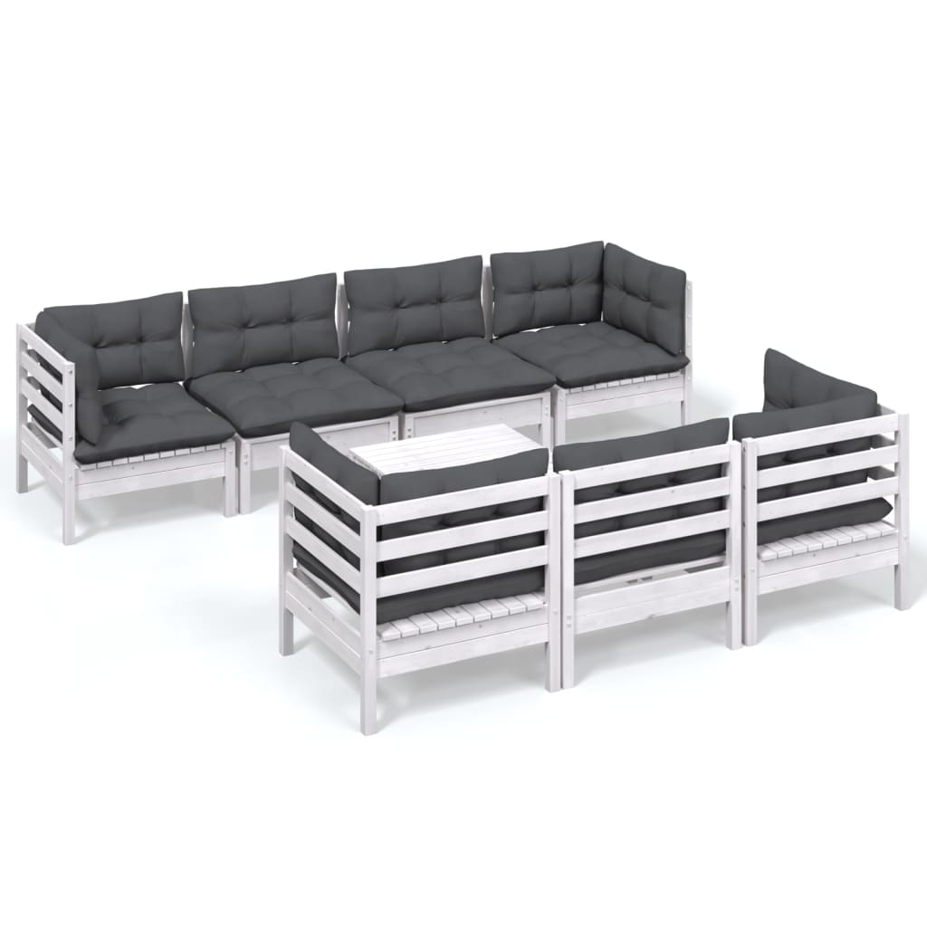 vidaXL Set mobilier de grădină cu perne, 8 piese, lemn masiv de pin vidaXL Set mobilier de grădină cu perne, 8 piese, lemn masiv de pin