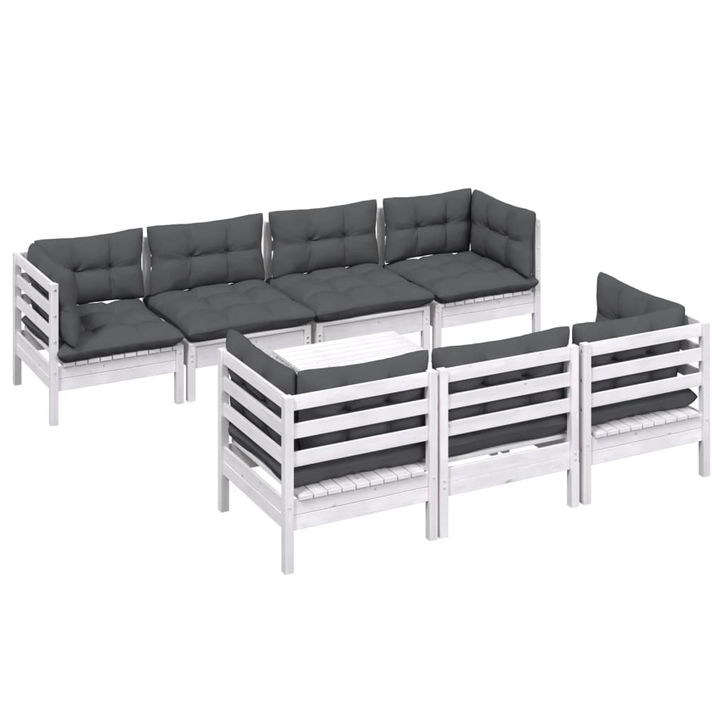 vidaXL Set mobilier de grădină cu perne, 8 piese, lemn masiv de pin vidaXL Set mobilier de grădină cu perne, 8 piese, lemn masiv de pin