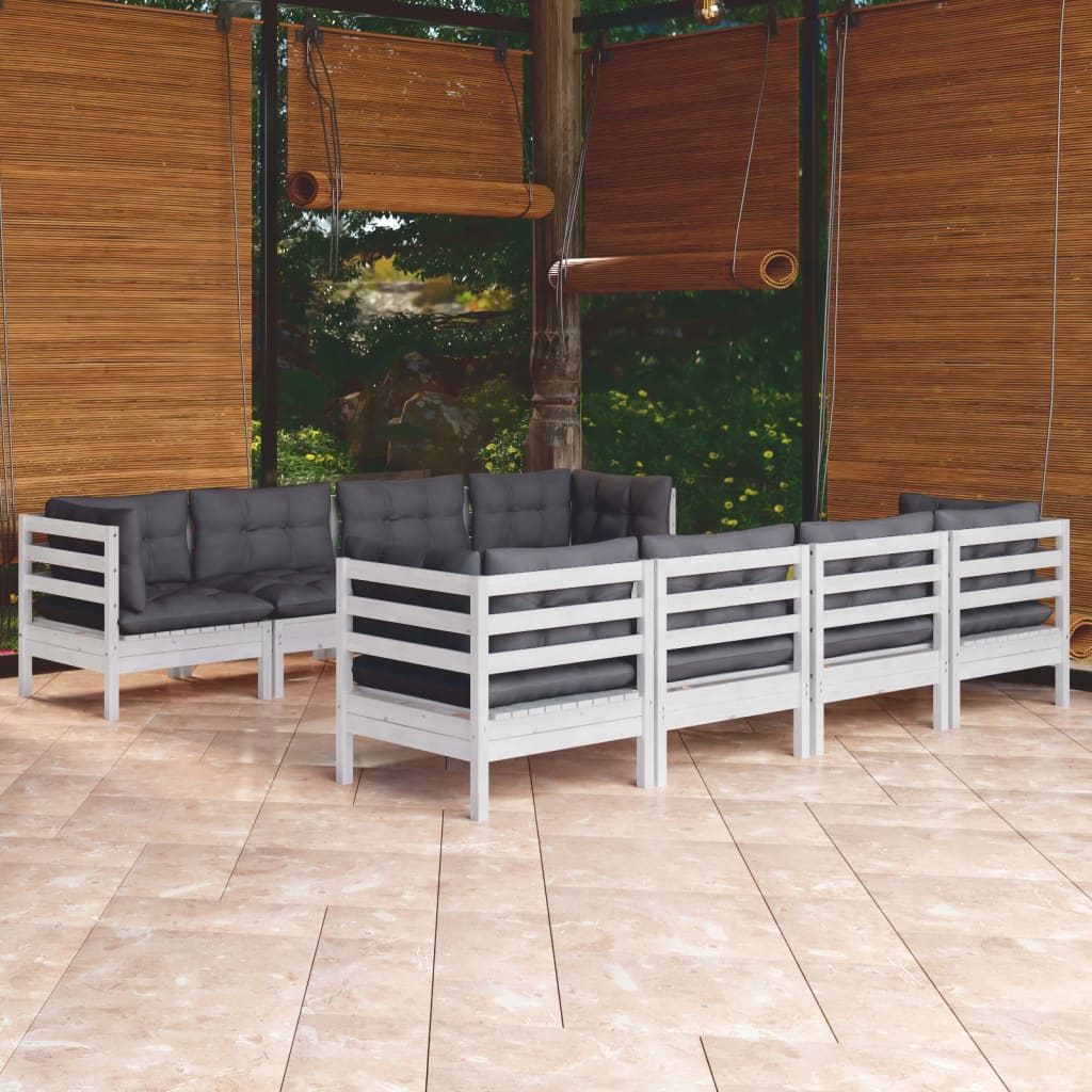 vidaXL Set mobilier de grădină cu perne, 9 piese, lemn masiv de pin