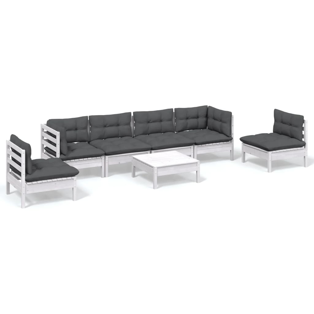 vidaXL Set mobilier grădină cu perne, 7 piese, lemn masiv de pin