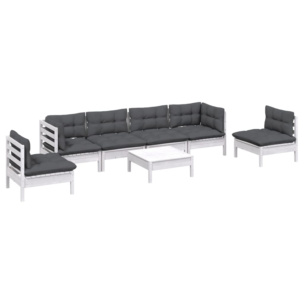 vidaXL Set mobilier grădină cu perne, 7 piese, lemn masiv de pin