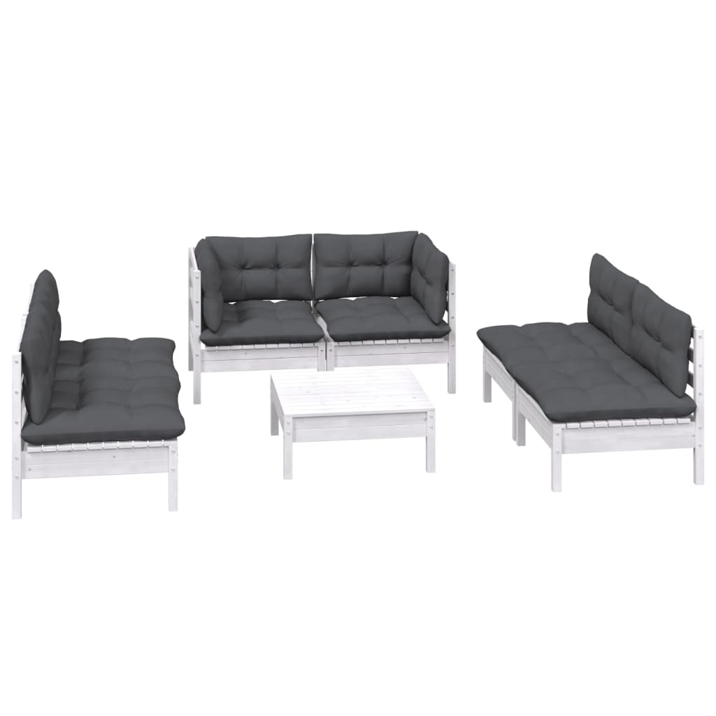 vidaXL Set mobilier grădină cu perne, 7 piese, lemn masiv de pin