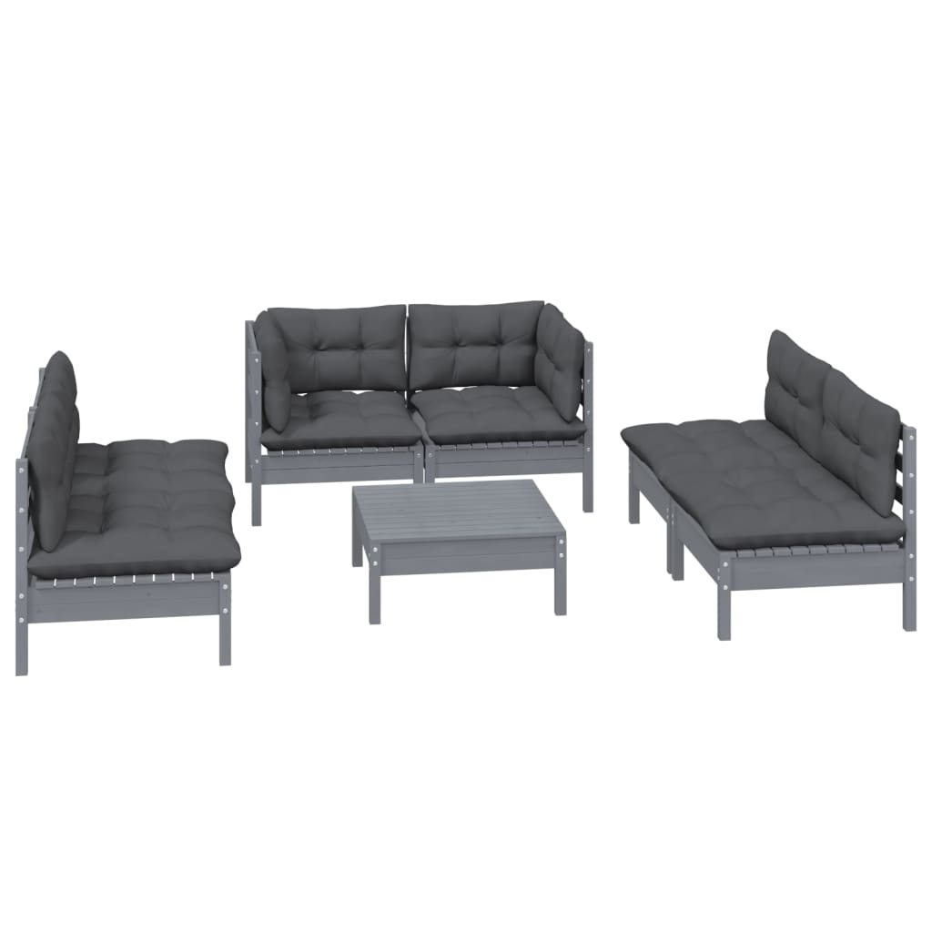vidaXL Set mobilier grădină cu perne, 7 piese, lemn masiv de pin