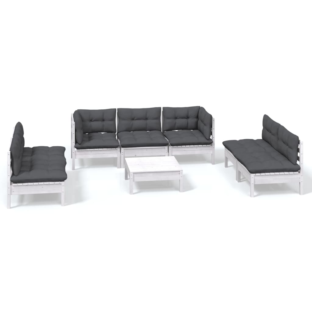 vidaXL Set mobilier grădină cu perne, 8 piese, lemn masiv pin