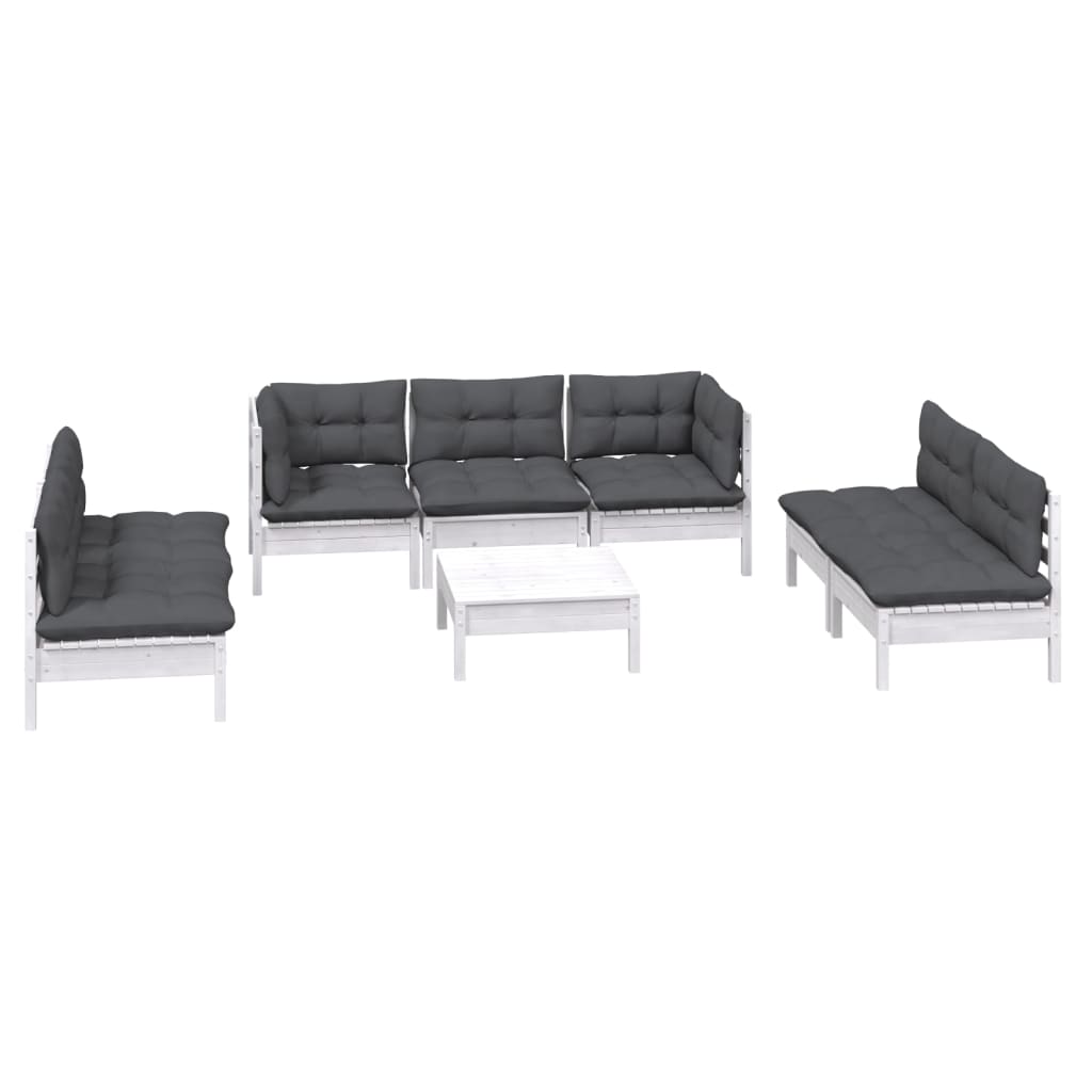 vidaXL Set mobilier grădină cu perne, 8 piese, lemn masiv pin