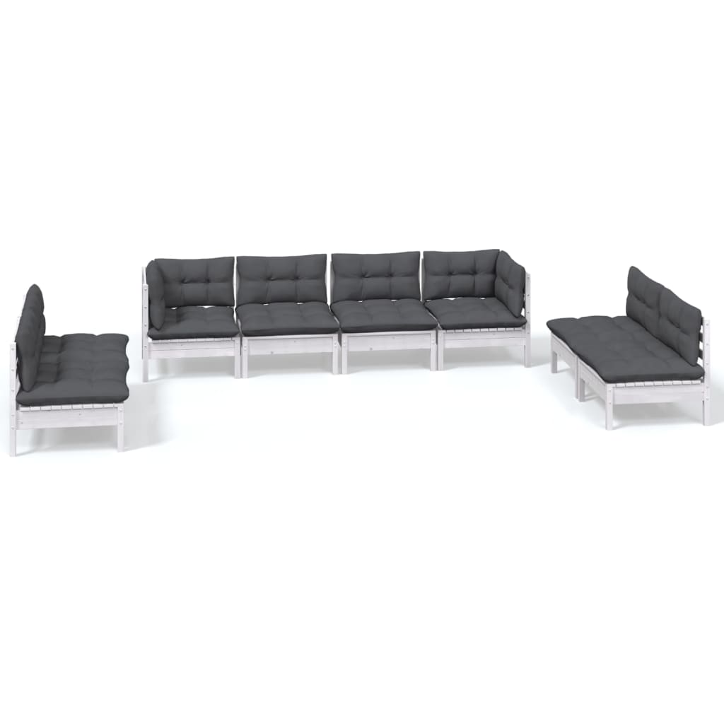 vidaXL Set mobilier de grădină cu perne, 8 piese, lemn masiv de pin vidaXL Set mobilier de grădină cu perne, 8 piese, lemn masiv de pin