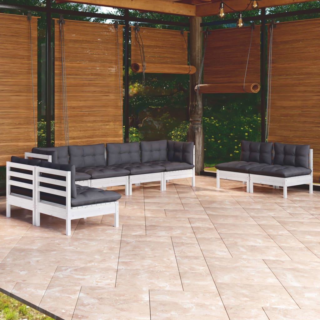 vidaXL Set mobilier de grădină cu perne, 8 piese, lemn masiv de pin vidaXL Set mobilier de grădină cu perne, 8 piese, lemn masiv de pin