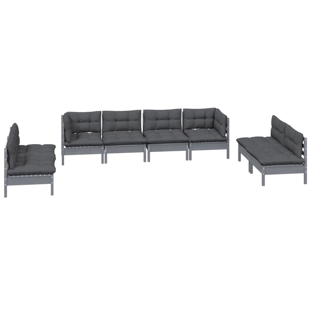 vidaXL Set mobilier de grădină cu perne, 8 piese, lemn masiv de pin vidaXL Set mobilier de grădină cu perne, 8 piese, lemn masiv de pin