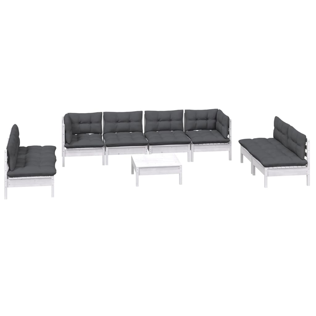vidaXL Set mobilier de grădină cu perne, 9 piese, lemn masiv de pin vidaXL Set mobilier de grădină cu perne, 9 piese, lemn masiv de pin