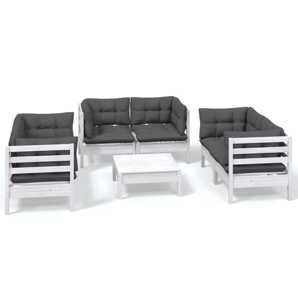 vidaXL Set mobilier grădină cu perne, 7 piese, lemn masiv de pin