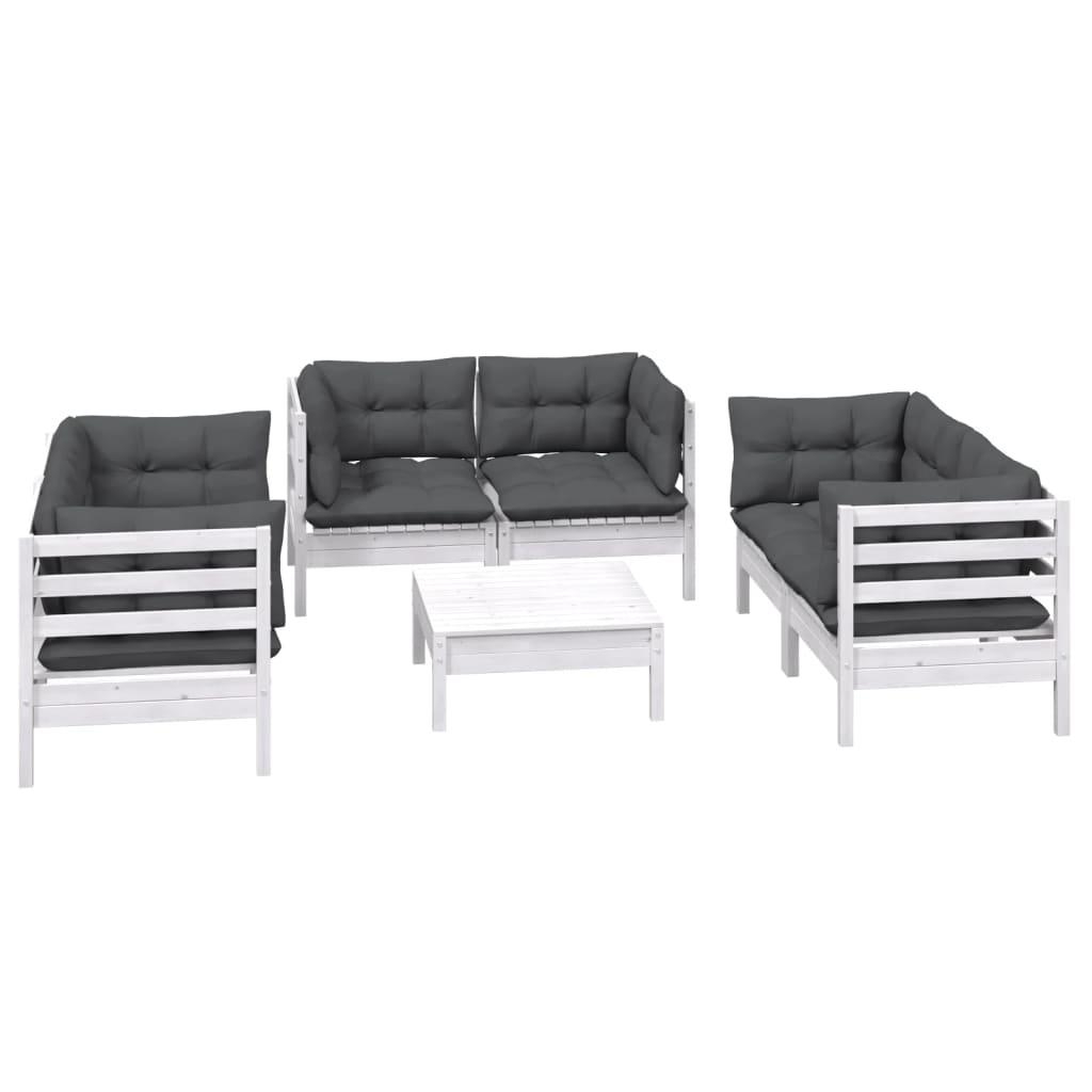 vidaXL Set mobilier grădină cu perne, 7 piese, lemn masiv de pin