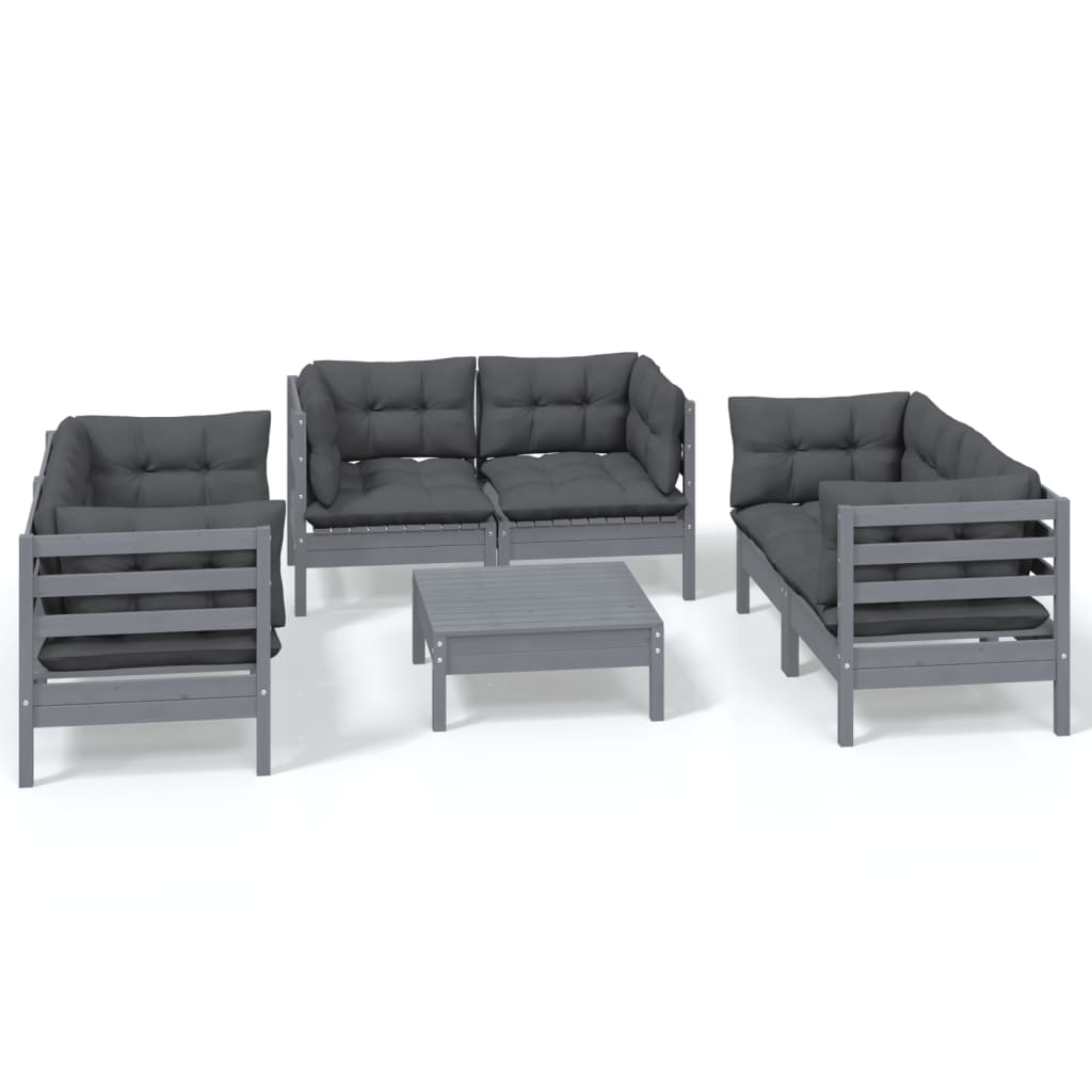 vidaXL Set mobilier grădină cu perne, 7 piese, lemn masiv de pin