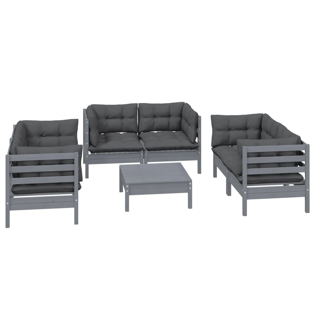 vidaXL Set mobilier grădină cu perne, 7 piese, lemn masiv de pin