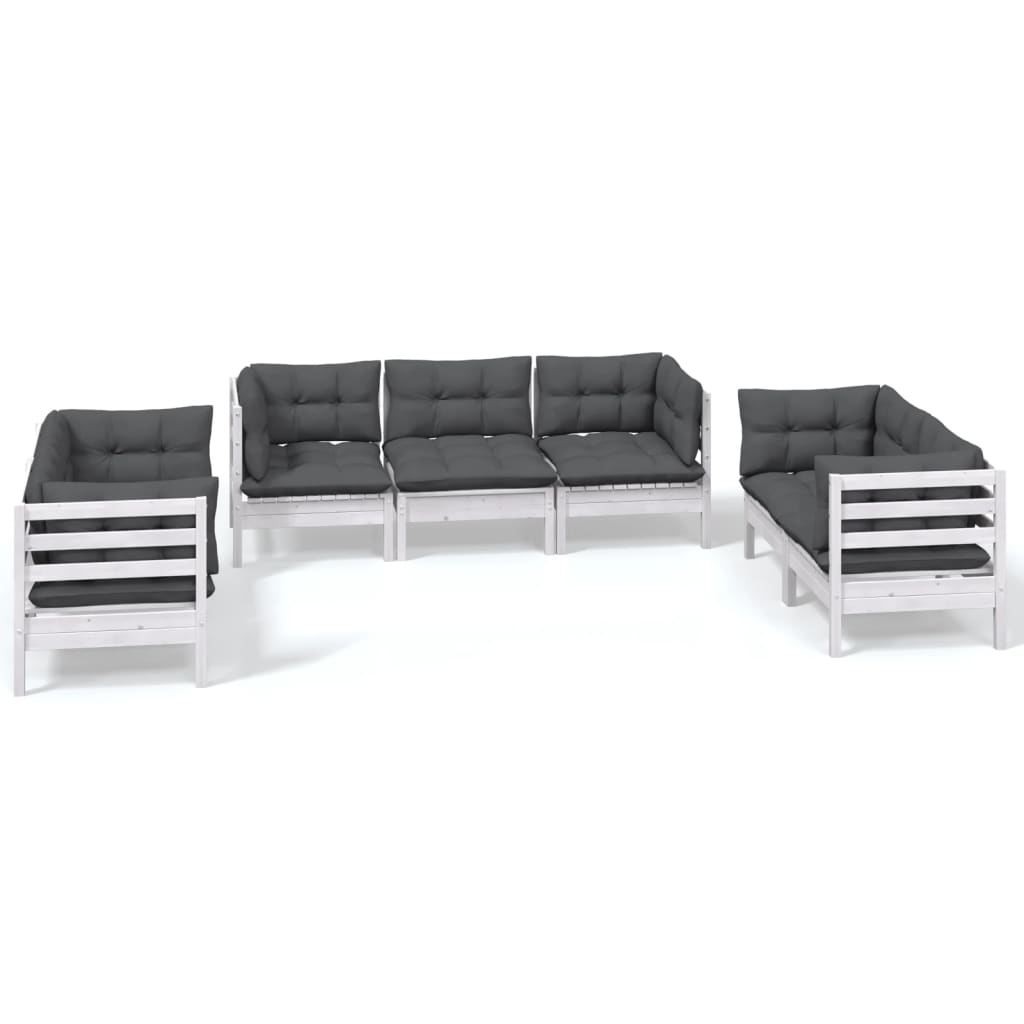 vidaXL Set mobilier grădină cu perne, 7 piese, lemn masiv de pin