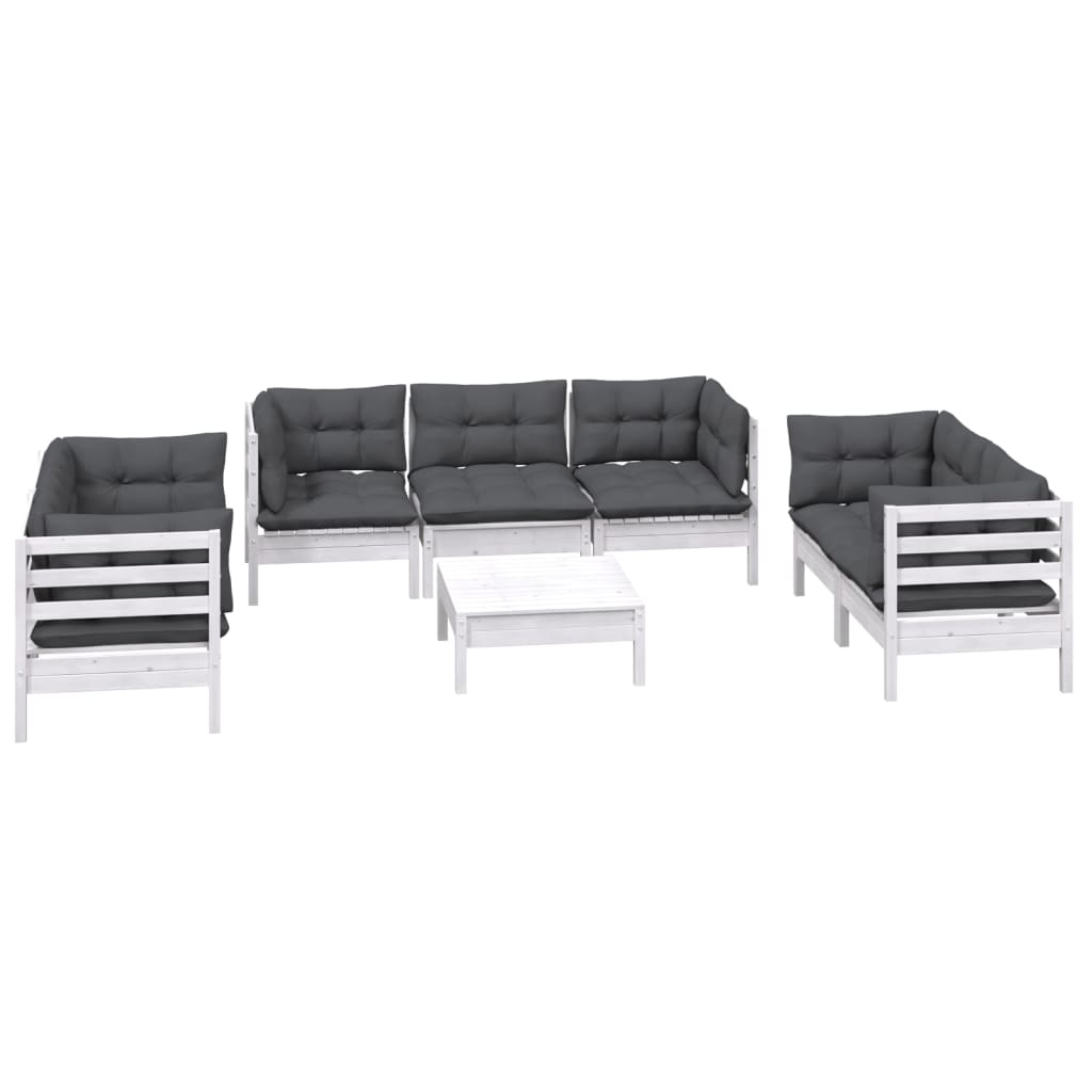 vidaXL Set mobilier de grădină cu perne, 8 piese, lemn masiv de pin vidaXL Set mobilier de grădină cu perne, 8 piese, lemn masiv de pin