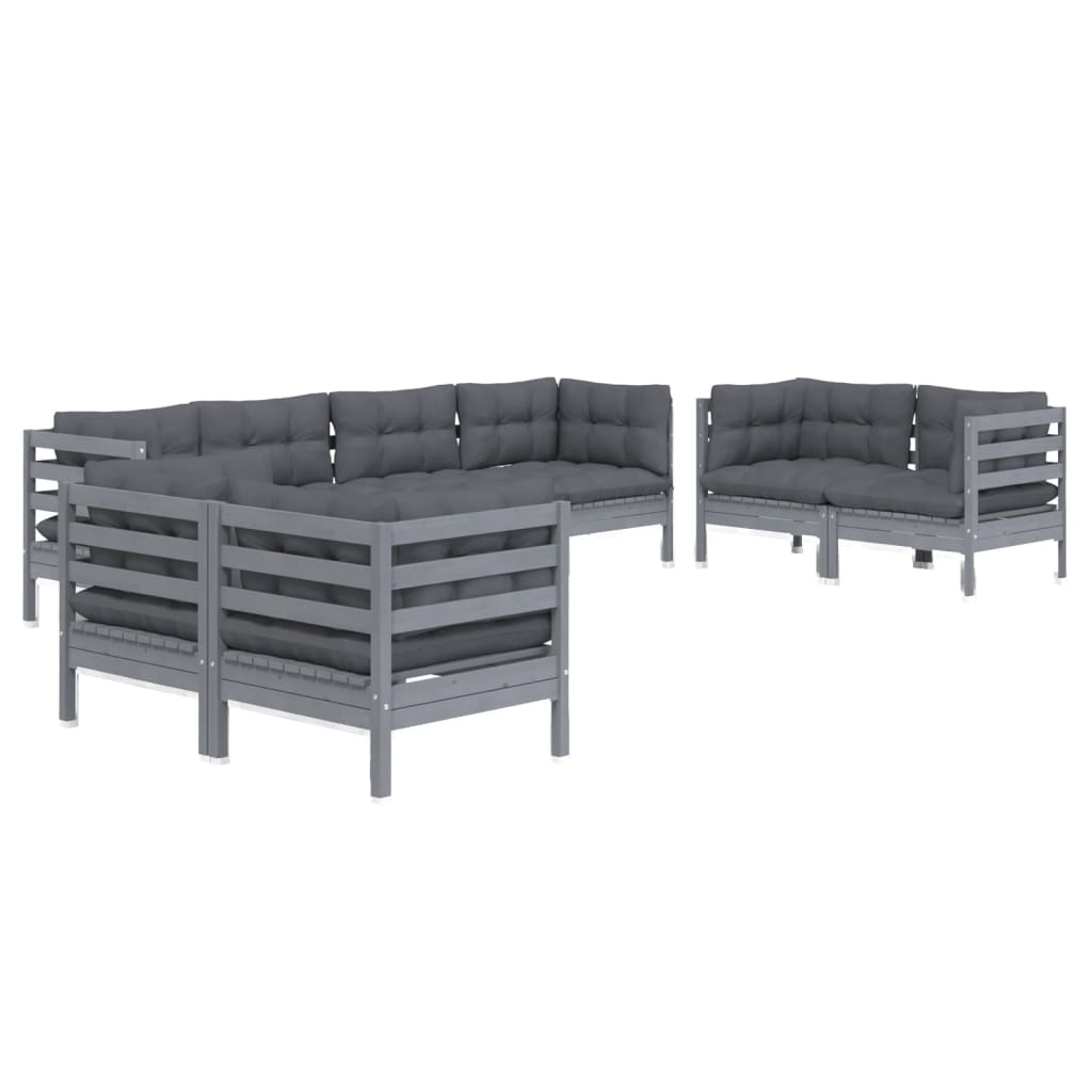vidaXL Set mobilier grădină cu perne, 8 piese, lemn masiv pin