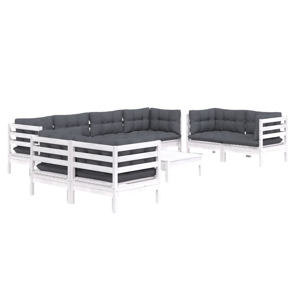 vidaXL Set mobilier de grădină cu perne, 9 piese, lemn masiv de pin