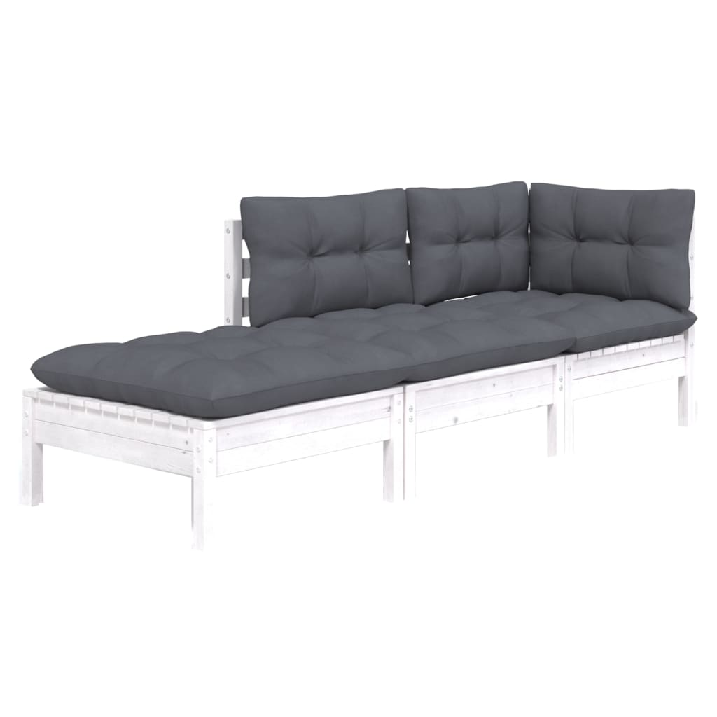 vidaXL Set mobilier grădină cu perne, 3 piese, lemn masiv de pin