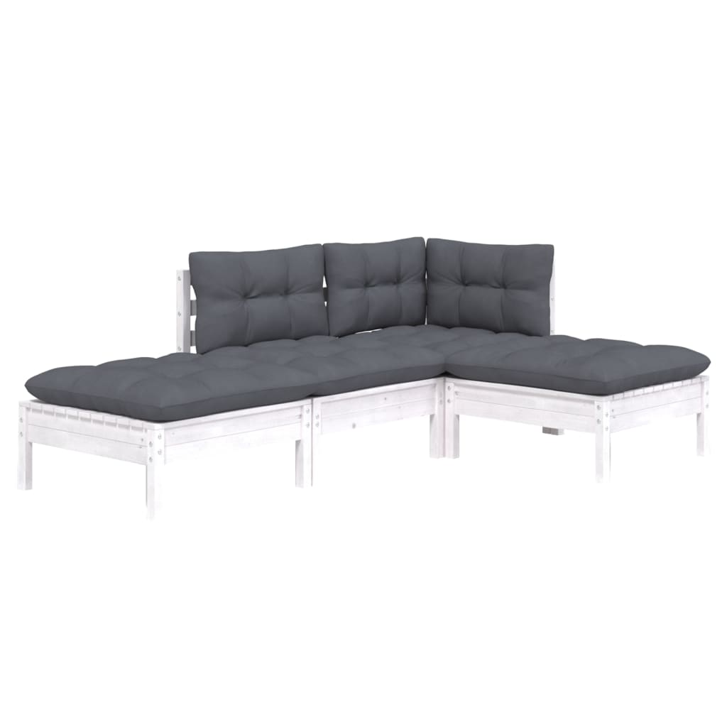 vidaXL Set mobilier grădină cu perne, 4 piese, lemn masiv de pin