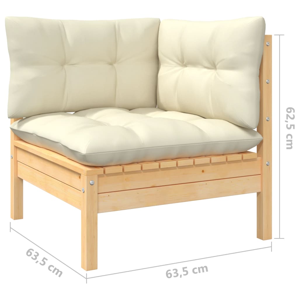 vidaXL Set mobilier grădină cu perne, 4 piese, crem, lemn de pin
