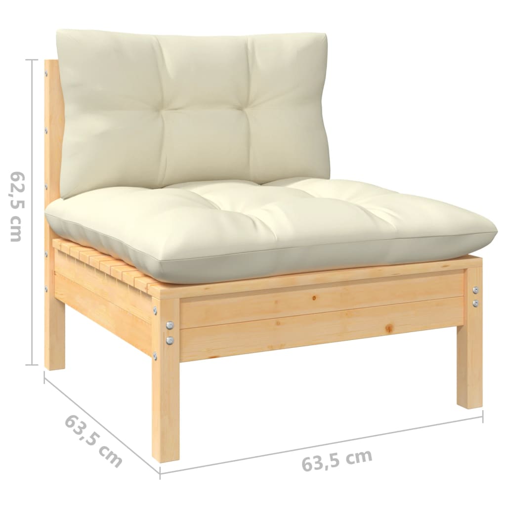 vidaXL Set mobilier grădină cu perne, 4 piese, crem, lemn de pin