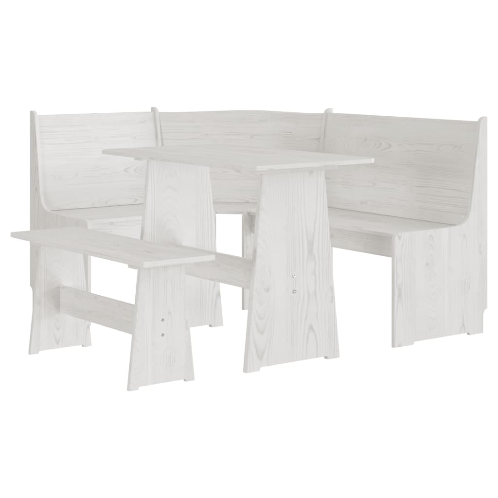 vidaXL Set mobilier de bucătărie „REINE”, 3 piese, alb, lemn masiv pin
