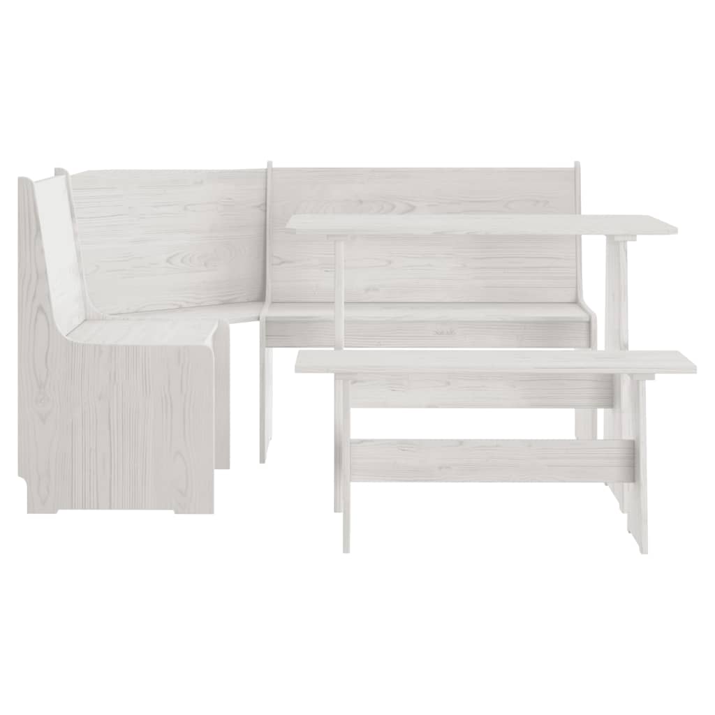 vidaXL Set mobilier de bucătărie „REINE”, 3 piese, alb, lemn masiv pin