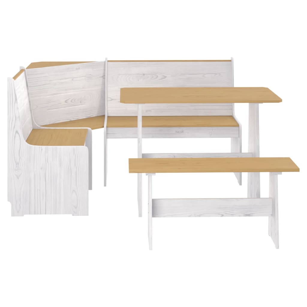 vidaXL Set mobilier bucătărie „REINE”, 3piese, maro miere&alb lemn pin vidaXL Set mobilier bucătărie „REINE”, 3piese, maro miere&alb lemn pin