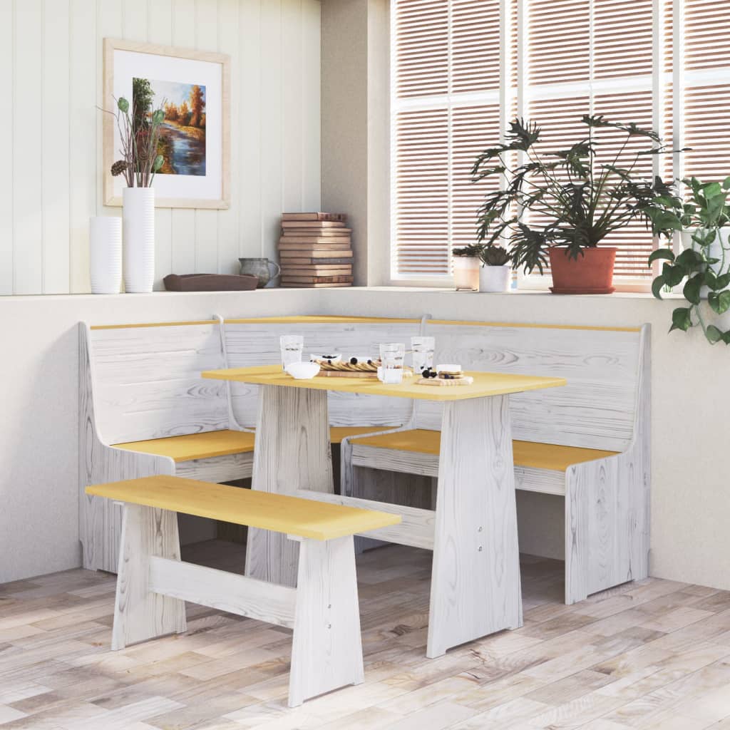 vidaXL Set mobilier bucătărie „REINE”, 3piese, maro miere&alb lemn pin vidaXL Set mobilier bucătărie „REINE”, 3piese, maro miere&alb lemn pin