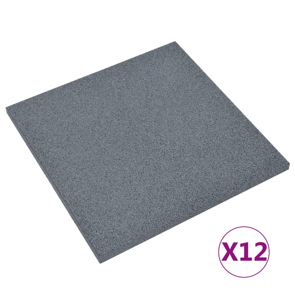 vidaXL Plăci de protecție la cădere 12 buc, gri, 50x50x3 cm, cauciuc vidaXL Plăci de protecție la cădere 12 buc, gri, 50x50x3 cm, cauciuc