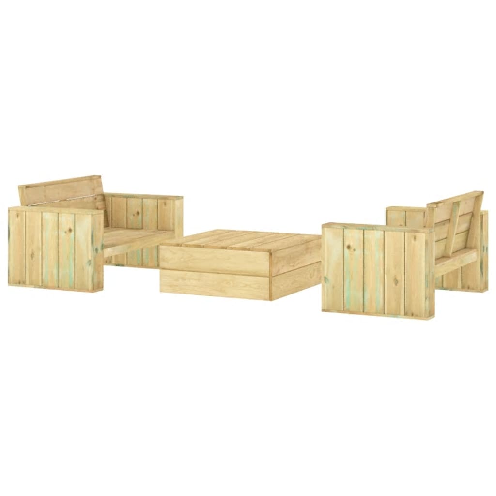 vidaXL Set mobilier de grădină, 3 piese, lemn masiv pin tratat vidaXL Set mobilier de grădină, 3 piese, lemn masiv pin tratat