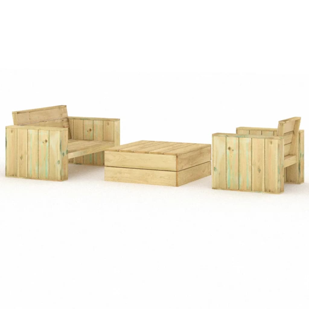 vidaXL Set mobilier de grădină, 3 piese, lemn masiv pin tratat vidaXL Set mobilier de grădină, 3 piese, lemn masiv pin tratat