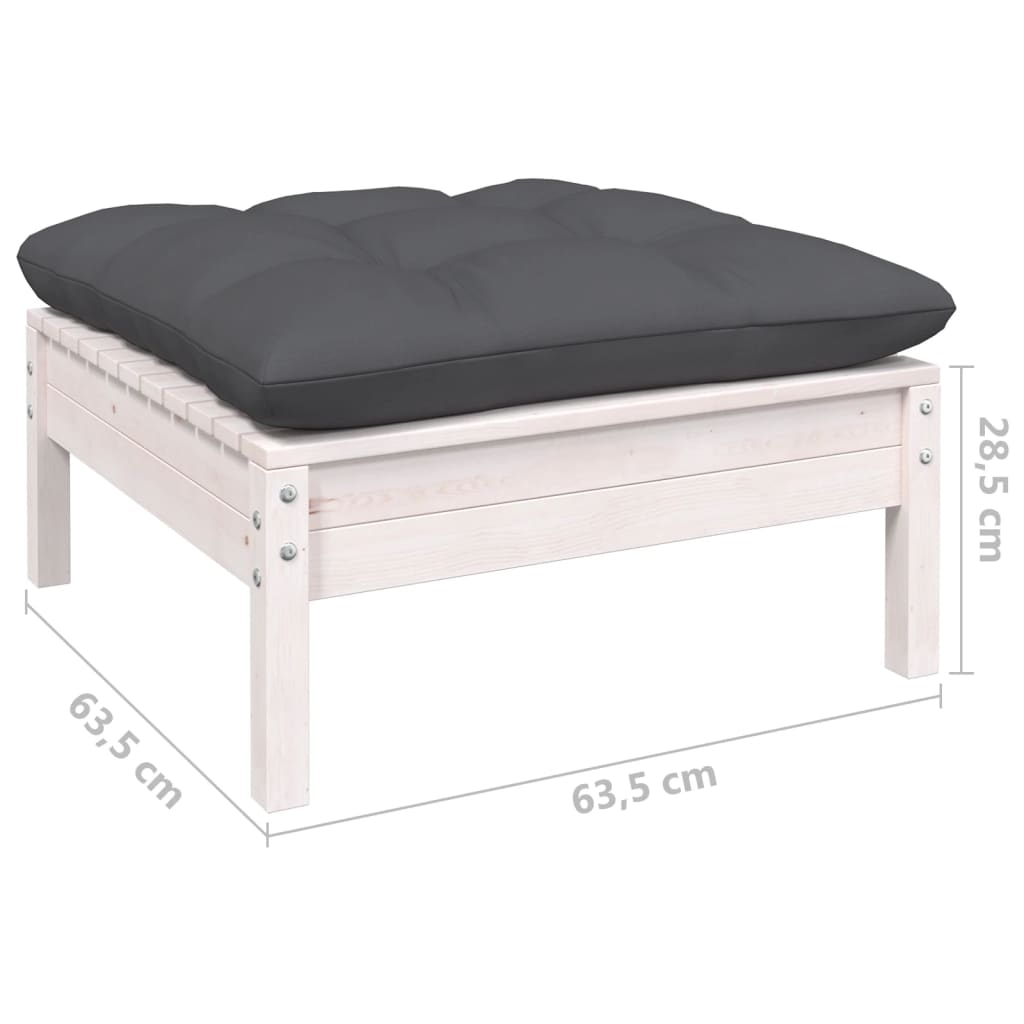 vidaXL Set mobilier grădină cu perne, 12 piese, alb, lemn masiv pin
