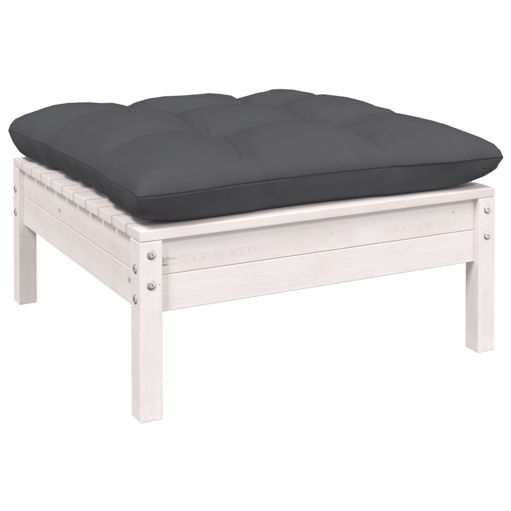 vidaXL Set mobilier de grădină cu perne, 9 piese, alb, lemn de pin vidaXL Set mobilier de grădină cu perne, 9 piese, alb, lemn de pin